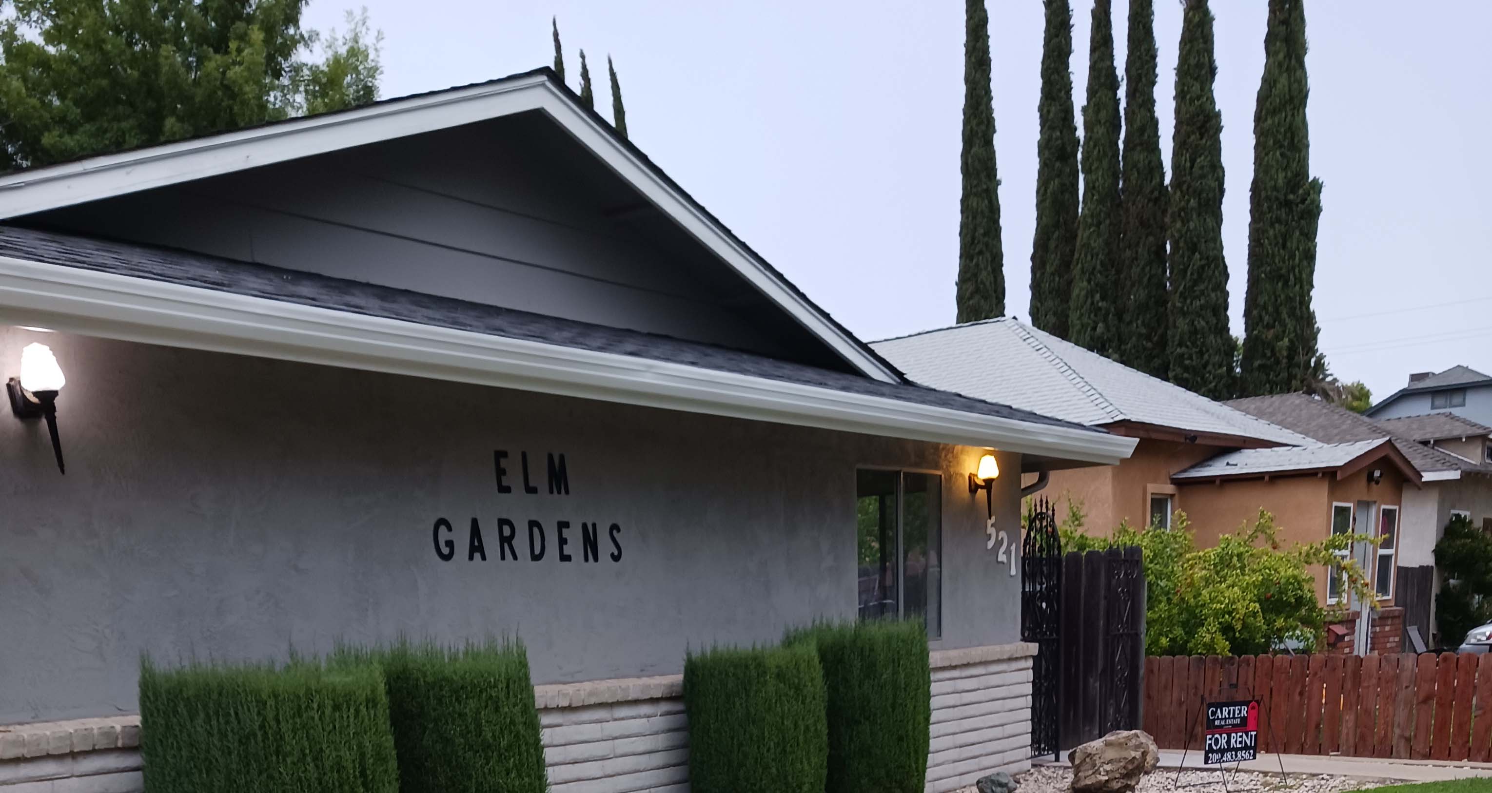 Exterior view of Elm Gardens rental property